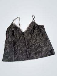 Débardeur à bretelles en dentelle noire