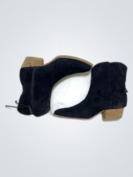 Black Suede Cowboy Ankle Boots