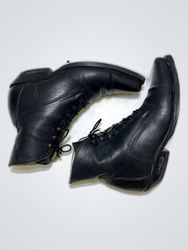 Black Leather Lace-up Boots