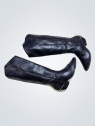 Frye Black Leather Cowboy Boots