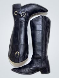 Mexican Black Leather Cowboy Boots