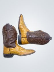 Sanders Tan Leather Cowboy Boots