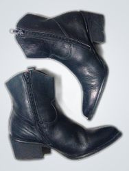 Unbranded Black Leather Cowboy Ankle Boots
