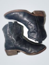 Black Leather Cowboy Boots