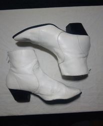 White Leather Ankle Boots