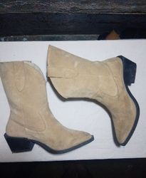 DIANCO Beige Suede Cowboy Boots