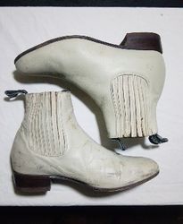 El Camelo Playa White Fringe Cowboy Boots