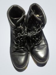 Unbranded Black Leather Lace-Up Combat Boots