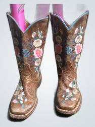 Mae Bean Cowboy Boots Brown Floral