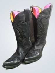 Sevora Black Leather Cowboy Boots
