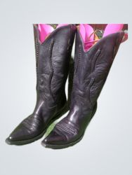 Loblanc Black Leather Cowboy Boots