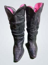 Black Leather Cowboy Boots