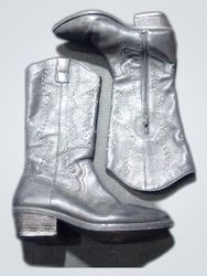 Silver Studded Leather Cowboy Boots