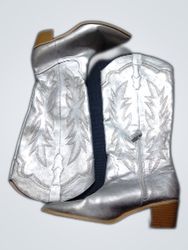 Silver Embroidered Cowboy Boots