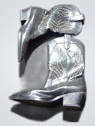 Silver Cowboy Boots with Rhinestones