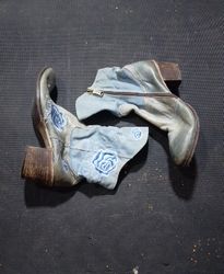 Unbranded Denim Embroidered Cowboy Ankle Boots