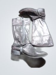Gray Leather Boots