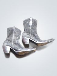 Suede Cowboy Ankle Boots