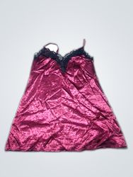 Unbranded Burgundy Lace Trim Slip Dress