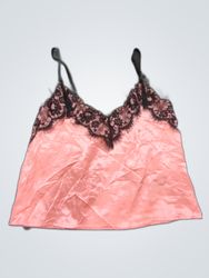 Pink Satin Lace Trim Camisole