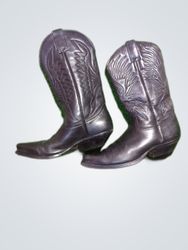 Rancher Black Leather Cowboy Boots