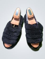 UGG Black Fluffy Slide Sandals