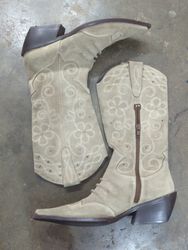 Frogetto Beige Suede Cowboy Boots