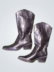 Black Leather Cowboy Boots