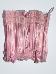 Pink Satin Lace-Up Corset Bustier