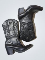 Black Leather Cowboy Boots