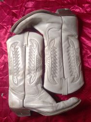 White Leather Cowboy Boots