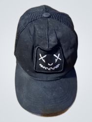 Unbranded Black Mesh Trucker Hat with Graphic Patc..