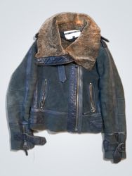 Topshop Leather Biker Jacket with Fur Collar