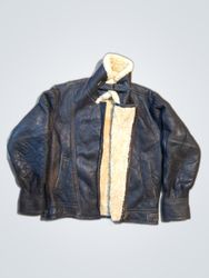 Woolrich Leather Jacket with Fur Collar