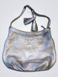 Tory Burch Silver Leather Hobo Bag