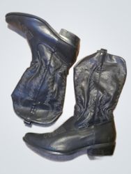 Black Leather Cowboy Boots
