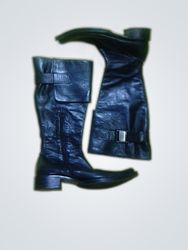 Unbranded Black Leather Knee-High Boots
