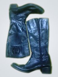 Burberry Black Leather Knee-High Boots