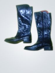 Black Leather Knee-High Boots