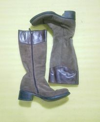 Grey Suede Knee-High Boots