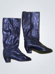 Irene Ne Black Leather Knee-High Boots