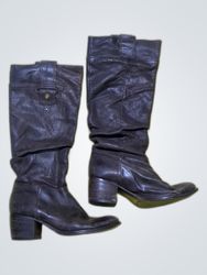 Unbranded Black Leather Knee-High Boots