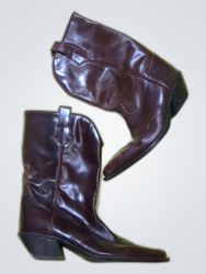 Zara Brown Leather Cowboy Boots