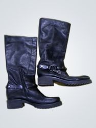 Black Leather Knee-High Boots