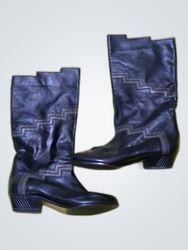 Unbranded Black Leather Knee-High Boots