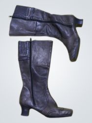 Unbranded Gray Leather Mid-Calf Boots