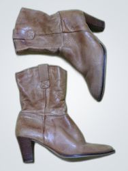 Unbranded Tan Leather Cowboy Ankle Boots