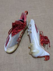 Adidas Red and White Lace-Up Sneakers