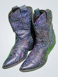 Black Cowboy Boots with Paisley Design