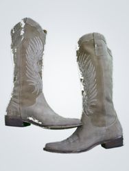 Tan Cowboy Boots with Rhinestone Embroidery